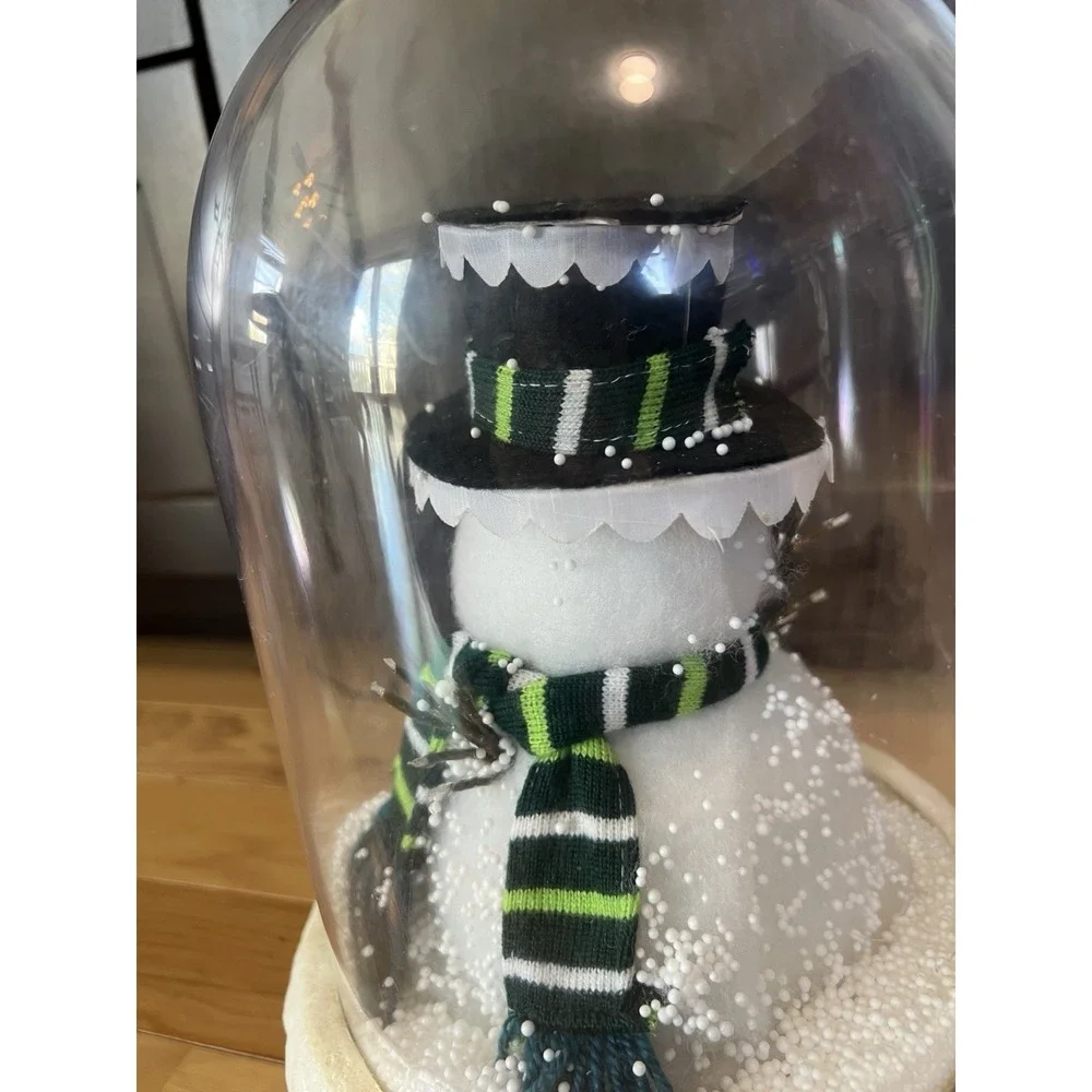 VTG-CARLTON CARDS CHRISTMAS PLASTIC DOME~FIBER OPTIC‎ Snowman BLOWS SNOW~MUSICAL